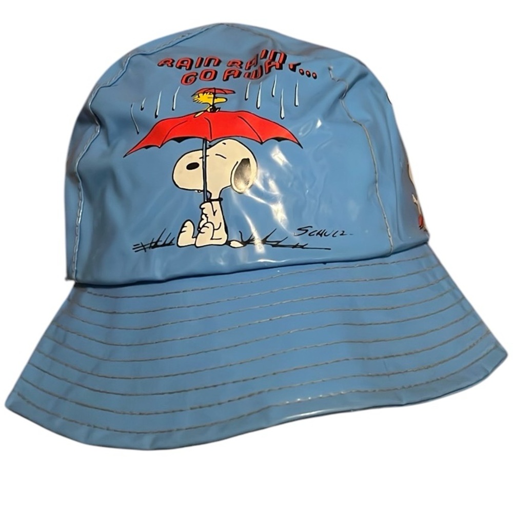 Vintage Peanuts Snoopy Bucket Hat Rain Hat PVC Youth 7-14 Large